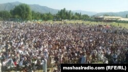 FILE: Thousands of supporters of the Pashtun Tahafuz Movement (PTM) protest in Swat, a district in Pakistan's northwestern Khyber Pakhtunkhwa Province in April.