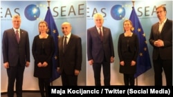 Dijaloga i neće biti do okončanja izbora u Srbiji, poručuju analitičari: Predsednici i premijeri Kosova i Srbije sa Federikom Mogerini u Briselu