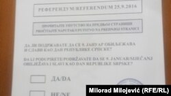 Glasački listić za referendum o Danu RS