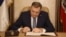 Президентът на Република Сръбска Милорад Додик подписва нови закони, които блокират правомощията на национални органи на Босна и Херцеговина в управляваната от него територия, 5 март 2025 г.