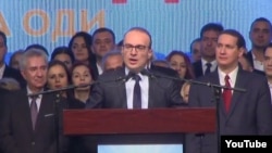 Носителот на кандидатската листа на ВМРО-ДПМНЕ во петтата изборна единица Антонио Милошоски зборува на партиска конвенција на ВМРО-ДПМНЕ