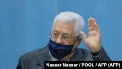 Palestinski predsednik Mahmud Abas na sastanku palestinskog vođstva u Ramali, 7. maj 2020. 