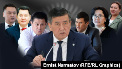 Cотрудники аппарата президента Сооронбая Жээнбекова. Руководитель - Досалы Эсеналиев, его заместители Алмаз Кененбаев и Алмамбет Салиев, секретарь Совета безопасности Дамир Сагынбаев, пресс-секретарь президента Толгонай Стамалиева и глава отдела информационной политики.          