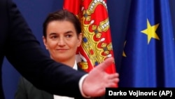 Mandatarka Ana Brnabić na pres-konferenciji sa predsednikom Srbije Aleksandrom Vučićem
