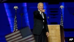 جو بايډن د بريا وينا کوي. نومبر اوومه