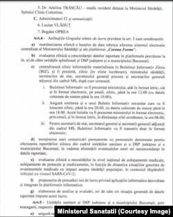 Ordinul prin care era inființat comitetul care trebuia să verifice datele