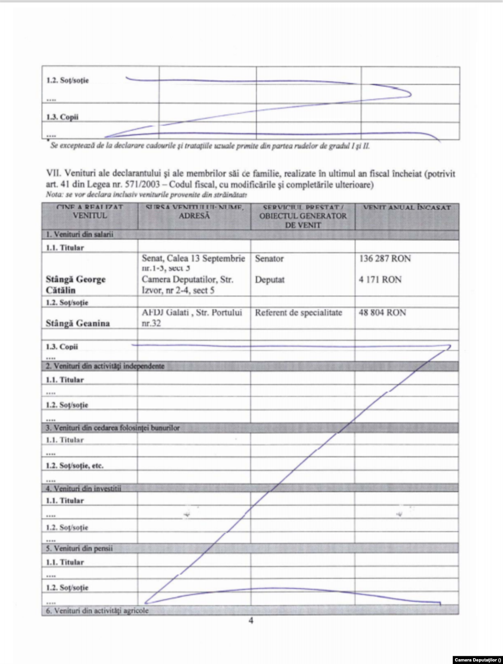 Wealth declaration George Catalin St&#226;ngă, Romanian deputy 