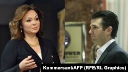 Natalya Veselnitskaya (left) met at Trump Tower in New York with Donald Trump Jr. (right) on June 9, 2016.