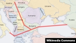 Мапа на гасоводот Јужен тек.