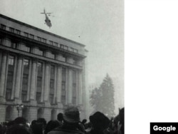 22 decembrie 1989, București - fuga lui Nicolae și a Elenei Ceaușescu de pe acoperișul Comitetului Central.