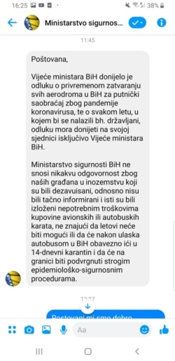 Odgovor Ministarstva sigurnosti BiH (kliknuti za uvećanje)