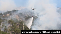 Лесной пожар в заповедной зоне. Ущелье Уч-Кош, Крым, иллюстрационное фото