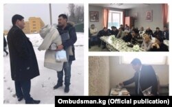 Кубат Оторбаев в ходе визита в специальное учреждение временного содержания иностранных граждан МВД РФ в поселке Сахарово (Московская область).