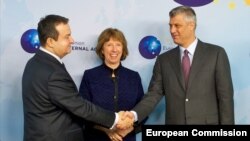 Ivica Dačić, Ketrin Ešton i Hašim Tači