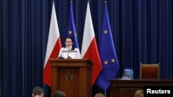 Святлана Циханоуска на посещение в Полша.