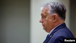 Orbán Viktor az október végi EU-csúcson. Fotó: Johanna Geron / Reuters