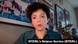 Tatsiana Homich, sister of jailed Belarusian opposition politician Maryya Kalesnikava, speaking to RFE/RL in September 2025.