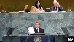 Македонскиот претседател Ѓорге Иванов се обраќа пред Генералното собрание на ОН во Њујорк.