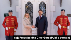 Predsjednik Crne Gore Jakov Milatović i Kaja Kalas visoka predstavnica EU za vanjske poslove. Cetinje 7. april 2025.