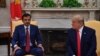 FILE: U.S. President Donald Trump meets with the Amir of Qatar Sheikh Tamim bin Hamad al-Thani in the Oval Office at the White House in Washington in July 9 2019.