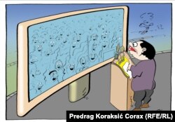 Karikaturista Predrag Koraksić Corax stalni je saradnik Radija Slobodna Evropa i jednom sedmično objavljujemo njegov komentar političkog života Srbije bez riječi.