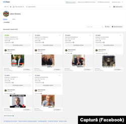 Pagina de Facebook „Iubesc România” a avut șase reclame plătite pentru Călin Georgescu din ianuarie și până în prezent.