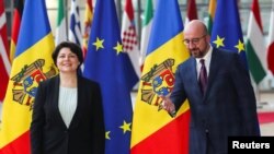 Prim-ministra Natalia Gavrilița și Charles Michel, președintele Consiliului European. Bruxelles, 27 septembrie 2021