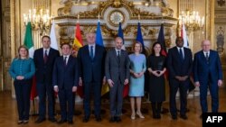 Reprezentanții diplomatici ai Italiei, Poloniei, Spaniei, Ucrainei, Franței, UE, Germaniei, Marii Britanii s-au întâlnit la Paris pentru discuții legate de Ucraina. 12 februarie 2025.