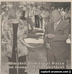 Inaugurare Centru Incubator de Afaceri din str. Olteniței 225A, în prezența miniștrilor Muncii și Apărării de la acel moment. Ziarul Ziua - iulie 2003.