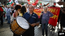 Demonstrație împotriva aderării Bulgariei la zona euro. Sofia, pe 28 iunie 2025.