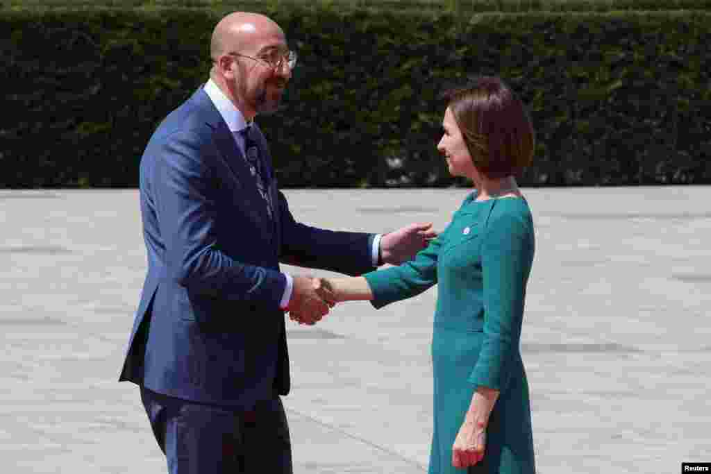 Președintele Consiliului European, Charles Michel, alături de Maia Sandu, președinta R. Moldova.