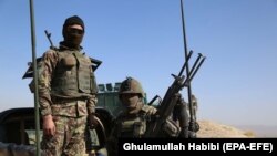 Afghan soldiers patrol during an operation against militants in Khogyani district of restive Nangarhar province.