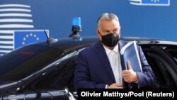 Orbán Viktor, Magyarország miniszterelnöke az EU csúcstalálkozójára érkezik Brüsszelbe, Belgiumba, 2020. október 15-én