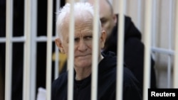 Ales Byalyatski attends a court hearing in Minsk in January.