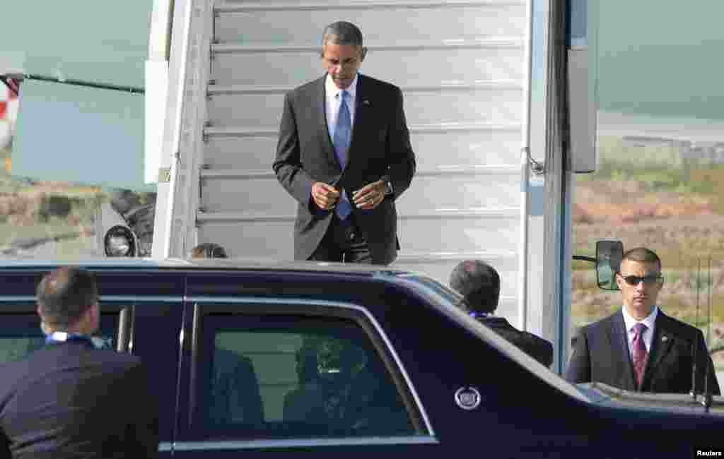 Američki predsjednik Barack Obama također je stigao u Sankt Petersburg, 5. septembar 2013. 