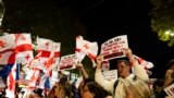 Georgia -- One year anniversary from 2024 parliamentary elections. Protest rally in Tbilisi. Protests