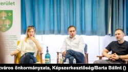 (balról) Bördős Éva, Őrsi Gergely és Soproni Tamás a DemNet beszélgetésén