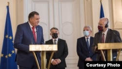 Visoki predstavnik EU za vanjsku i sigurnosnu politiku Josep Borrell sa članovima Predsjedništva BiH Miloradom Dodikom, Željkom Košićem i Šefikom Džaferovićem, Sarajevo, 21. novembar