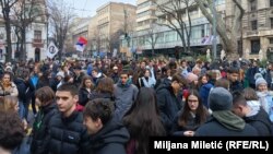 Protest ispred Radio Beograda, 13. februar 2025.