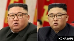 Fotografije severnokorejskog lidera Kim Džong Una. Levo od 8. februara 2021. i desno od 15. juna 2021