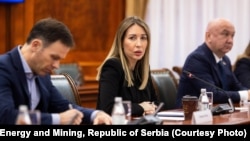 Ministarka rudarstva i energetike Srbije Dubravka Đedović Handanović tokom sastanka Radne grupe Vlade za praćenje aktivnosti Ministarstva finansija SAD, u vezi sa sankcijama NIS-u, Beograd, 21. mart 2025. 