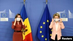 Președinta Maia Sandu și președinta Comisiei Europene, Ursula von de Leyen, Bruxelles, 18 ianuarie 2021
