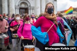 Pride-felvonulás a litvániai Kaunasban 2021. szeptember 4-én