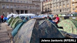 Na fotografiji: Prostor kod Skupštine grada Beograda i Predsedništva koji je do 16. marta bio kamp "Studenata koji žele da uče".