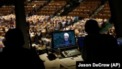 Iranski predsjednik Hasan Rohani tokom obraćanja Generalnoj skupštini UN, 25. septembra 