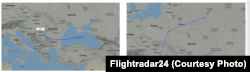 Маршрута на самолета, за който се предполага, че е пренасял руска военна техника към Сърбия на 26 юли