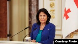 Georgia -- Salome ZurabiShvili, president of Georgia and Volodymyr Zelensky, president of Ukraine. 