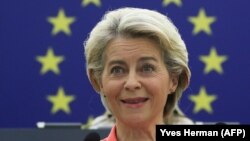 Ursula von der Leyen, az Európai Bizottság elnöke Strasbourgban 2021. szeptember 15-én