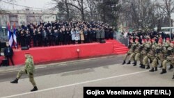 Police forces of Republika Srpska take part in a parade in Banja Luka as part of ceremonies marking the banned Republika Srpska Day.