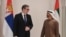 Predsednik Srbije Aleksandar Vučić sa aktuelnim predsednikom Ujedinjenih Arapskih Emirata i vladarom Abu Dabija šeikom Muhamedom bin Zajedom al Nahjanom tokom posete UAE, 11. marta 2021. 